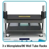 Rack for up to 3 plates or 96 well microtube racks